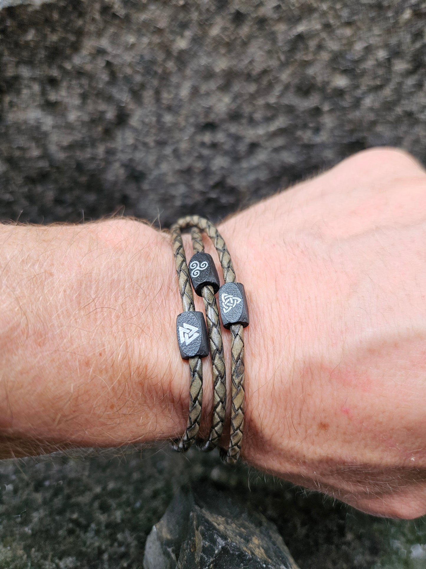 Valhalla Triple Wrap Leather Bracelet